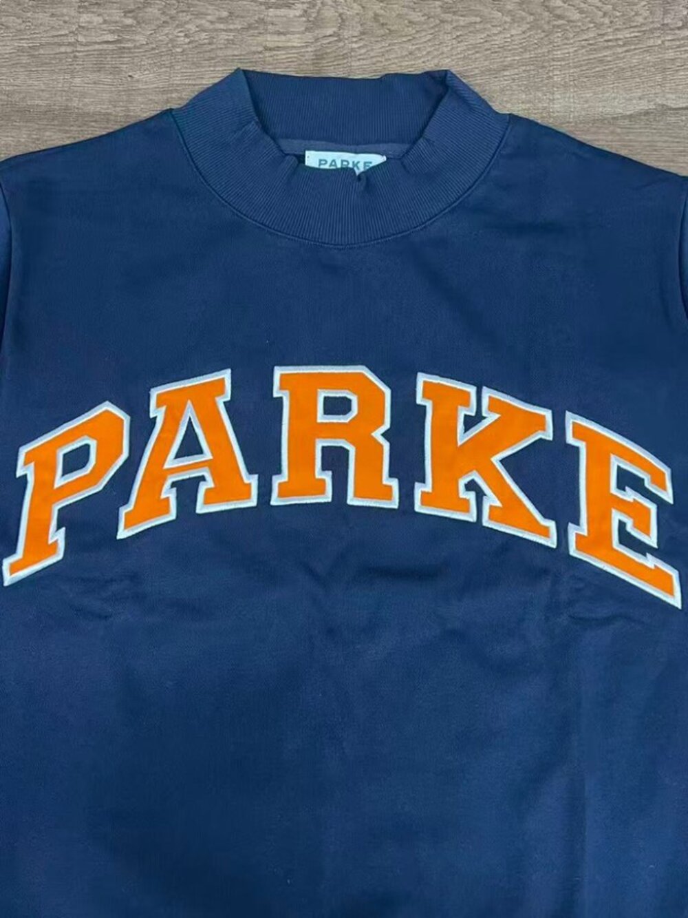 PARKE Navy Varsity Letter Mock Neck Sweatshirt - Picture 4 of 7